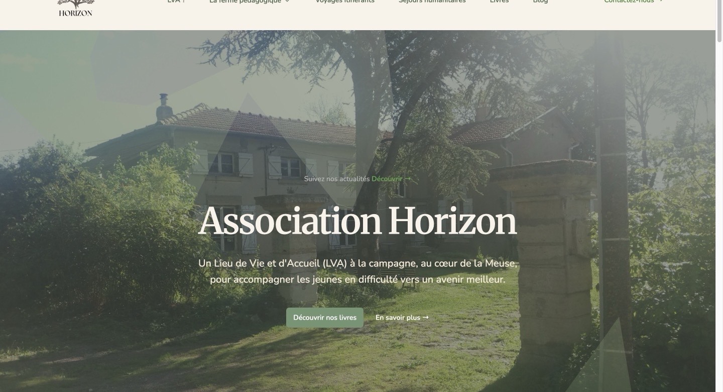 Site de l’Association Horizon — lieu de vie et d’accueil en Meuse, page d’accueil